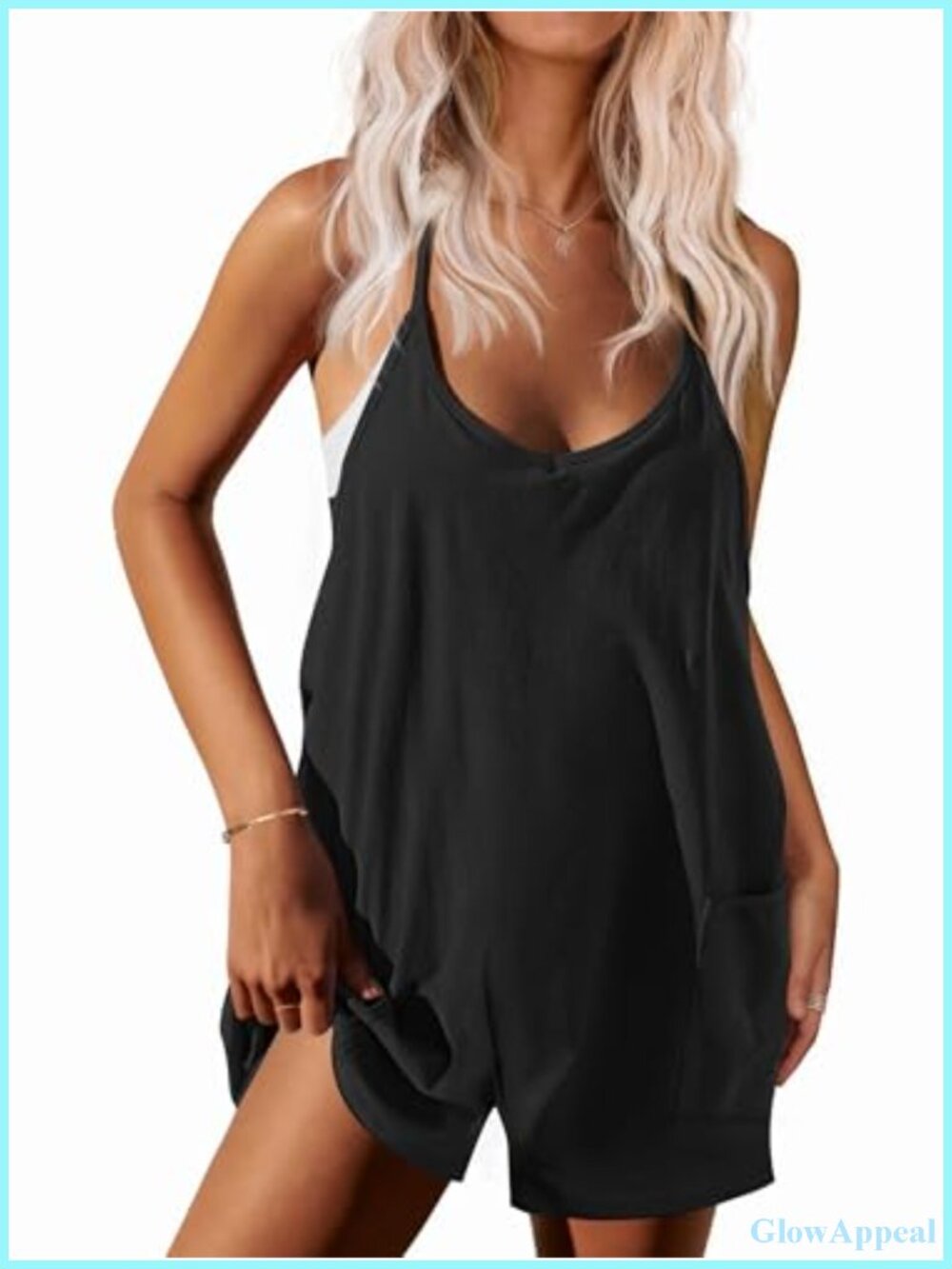 Women's Sleeveless Romper Jumpsuit Adjustable Straps Shorts Beach Outfit
